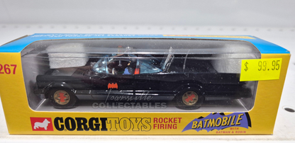 Batmobile with Batman and Robin. Includes operating Rocket Tubes, Chain Slasher Blade and Turbine Jet Exhaust.