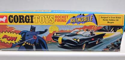 Batmobile with Batman and Robin. Includes operating Rocket Tubes, Chain Slasher Blade and Turbine Jet Exhaust.