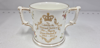 Diamond Jubilee Posie Loving Cup. Made in England. Hand decorated, with 22ct Gold accents