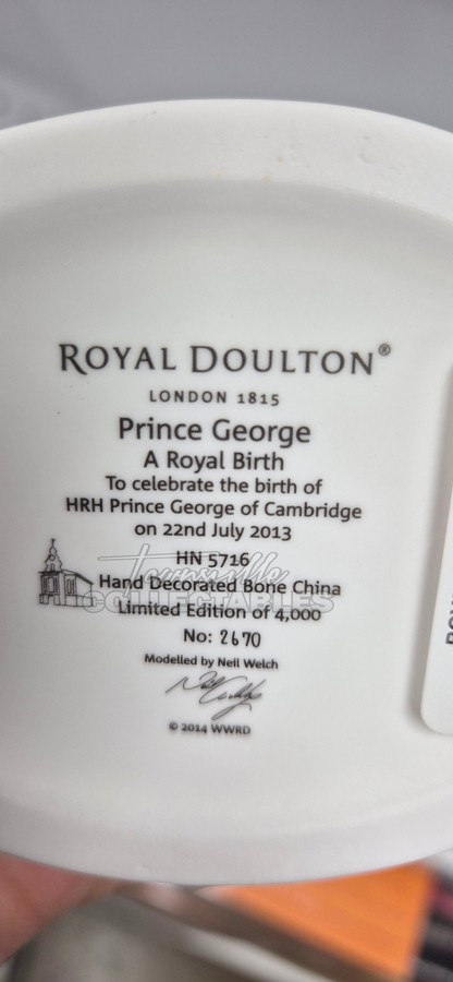 Prince George a Royal Birth HN5716 to celebrate the birth of HRH Prince George of Cambridge. Limited Edition #2670 of only 4000 pieces world wide