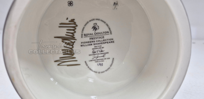 William Shakespeare HN5128 Royal Doulton The Pioneers Collection. Limited Edition #0141 of only 350 pieces world wide. Hand made and Hand painted in England. Personally signed by Michael Doulton.